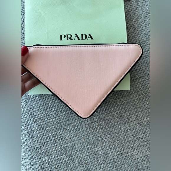 Prada Beauty Pink Triangle Makeup Pouch Crossbody Bag Clutch - Picture 5 of 9